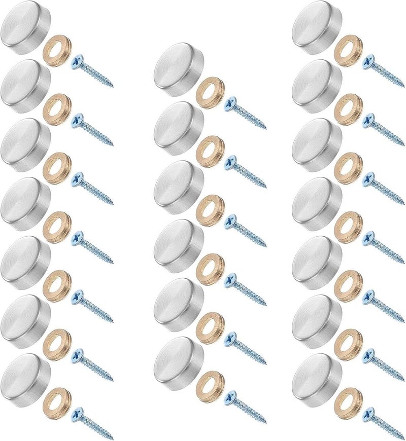 CKKAPTURE 20 Pieces Stainless Steel Screw Cover Cap - 16mm Mirror Nails for Furniture, Mirrors, Signage, and Advertising Hardware - Image 1